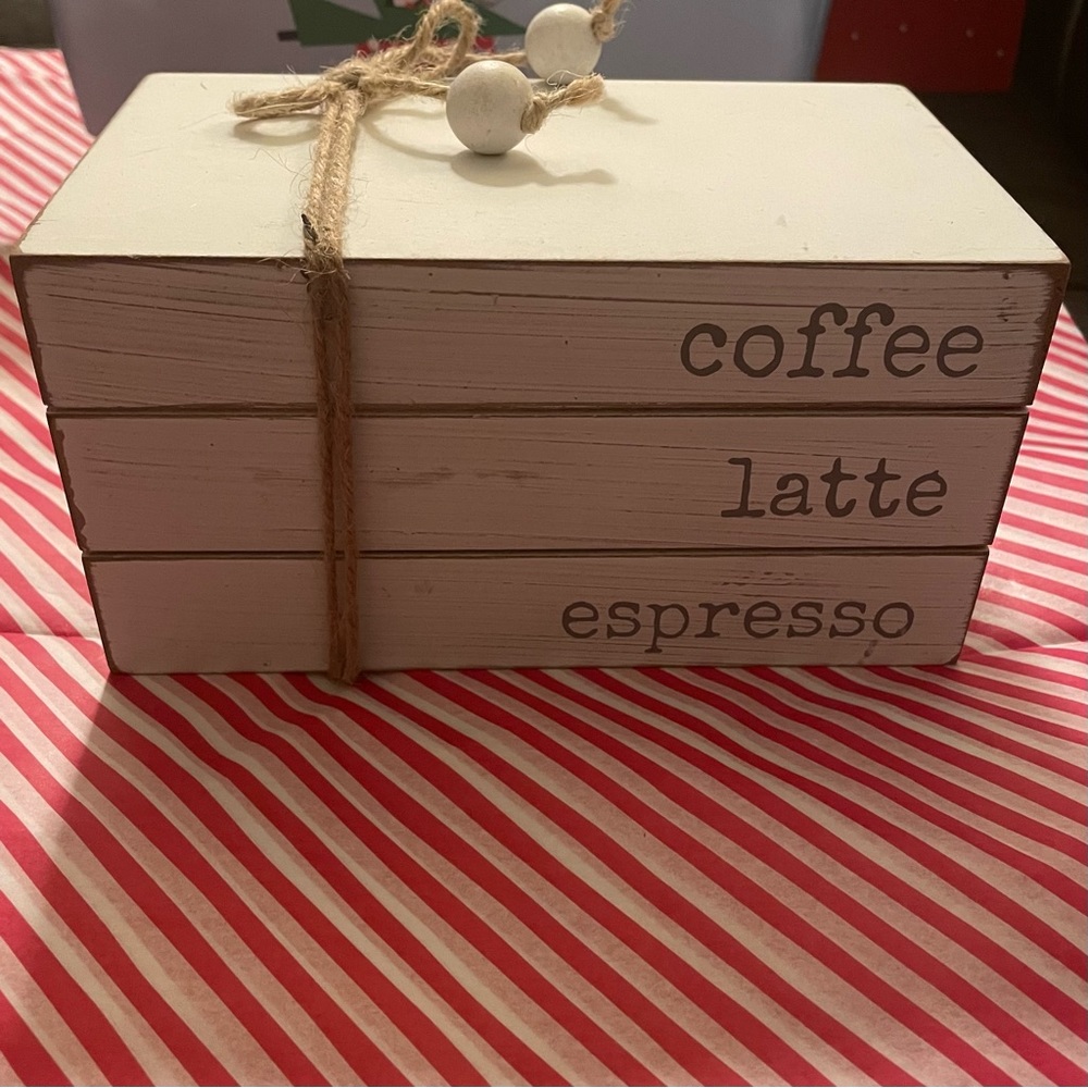 🆕 Quill to paper Coffee Latte Espresso faux stacked books for tiered trays